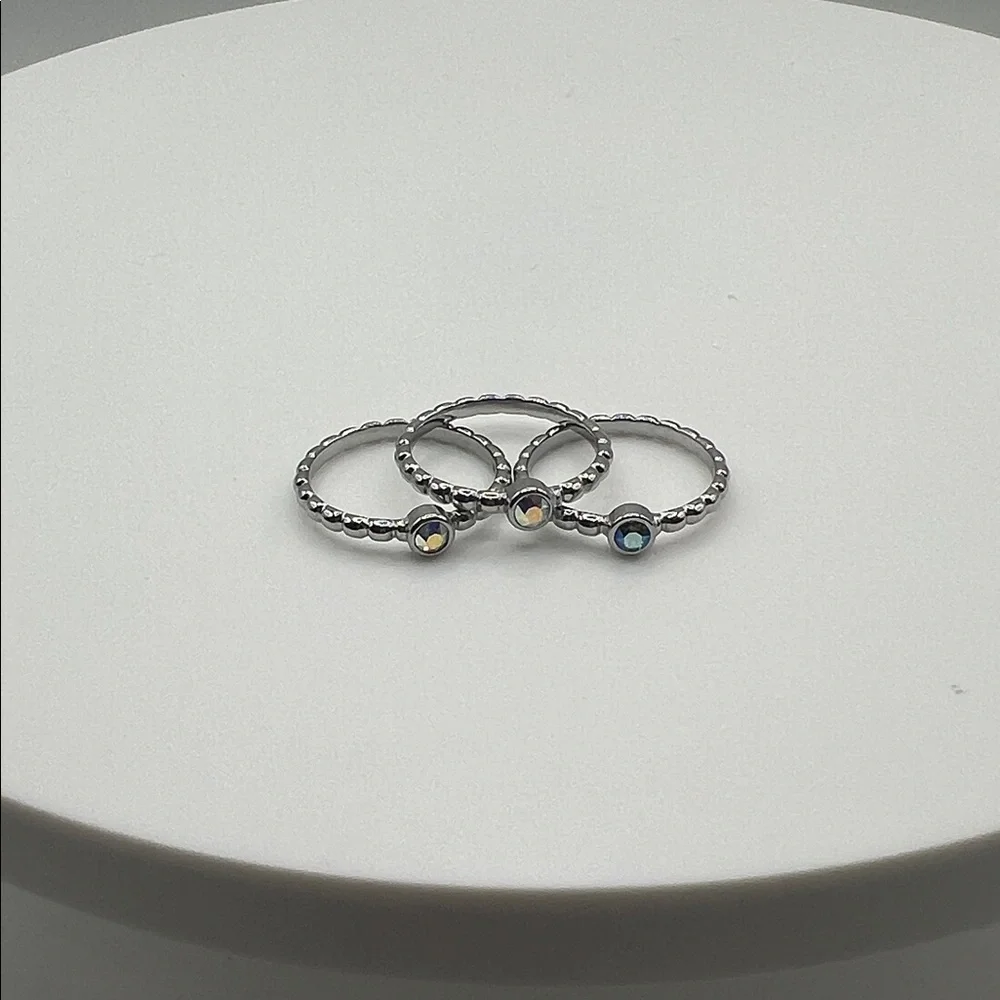 188. QUDO set of 3 stainless steel stackable rings. Size 7.